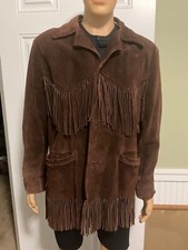 VINTAGE 1970's MENS/WOMENS SUEDE LEATHER FRINGE JACKET DEER WEAR SZ. 42