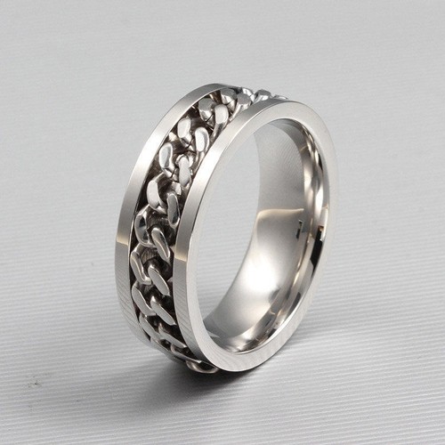 Unisex 316L Eternity Titanium Stainless Steel Men Chain Ring For Women and Men - Picture 3 of 15