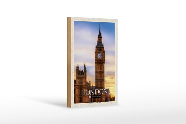 Holzschild StäDte London Elizabeth Tower Big Ben 12X18 Cm Deko Schild-image