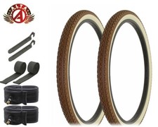 ALTA BICYCLE WIRE BEAD TIRES 26 x 2.125 BROWN/CREAM HEAVY DUTY DIAMOND 8pc SET.