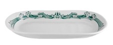 Shenango China Restaurant Ware Green Scroll Filigree Oval Relish Dish 4.5 x 10"