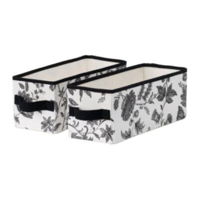 IKEA Malla Wardrobe Organiser Storage Box Black White Floral