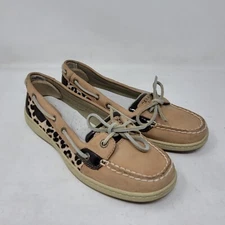 SPERRY Top Sider Women’s Loafers Sz 9 M Tan Animal Print Shoes