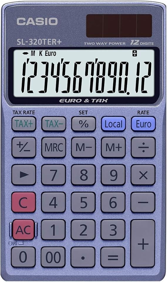 Casio SL-320-TER+ Handheld/pocket Calculator, 12 Digit, 3 Key Memory