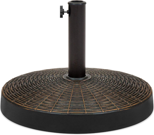 55Lb Outdoor Patio Umbrella Stand Resin round Umbrella Base W/Wicker Design, Ant - Picture 12 of 12