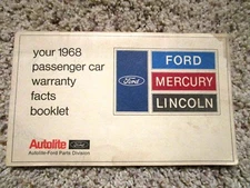 1968 Mustang Factory Original Warranty Facts Booklet Excellent Condition 1/68 