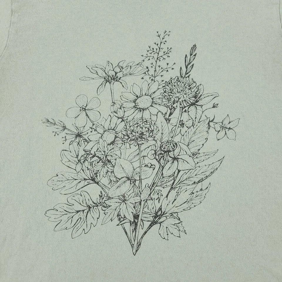 Camisa Doe Para Mujer XS Gris Flores Silvestres Floral Gráfico Camiseta Manga Corta Top Adulto Foto 2 de 4