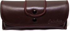 Soft Eyeglass Case Faux Leather Attaches to Belt Horizontal Brown 6.5"x3"x1"Inch