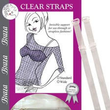 Braza Replacement Clear Adjustable Bra Straps for Convertible Bra, 1 Pair, 5100