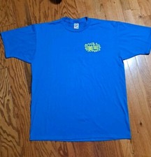 VTG 90s JERZEES Mens XL Teal Yellow Splash Bash Single Stitch T-Shirt USA Made