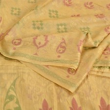 Sanskriti Vintage Ivory Indian Sarees 100 Pure Silk Woven Sari Craft Fabric