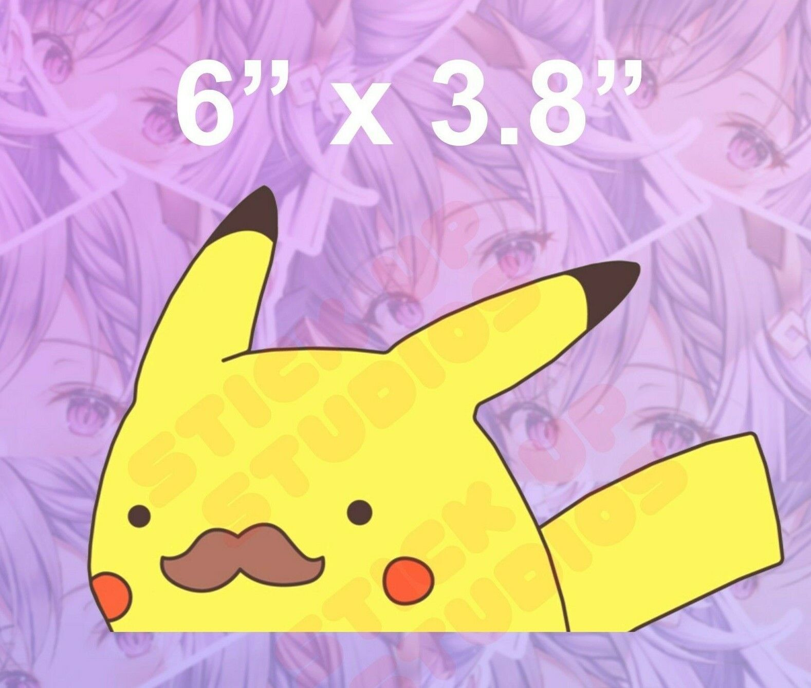 Pikachu Pokemon Peeker, Pikachu Mustache Anime Peeker Vinyl bumper sticker