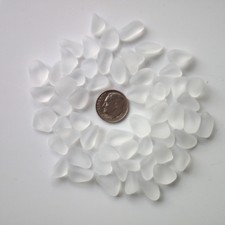 sea beach glass 20 pcs 10-14mm white clear transparent lots bulk jewelry making