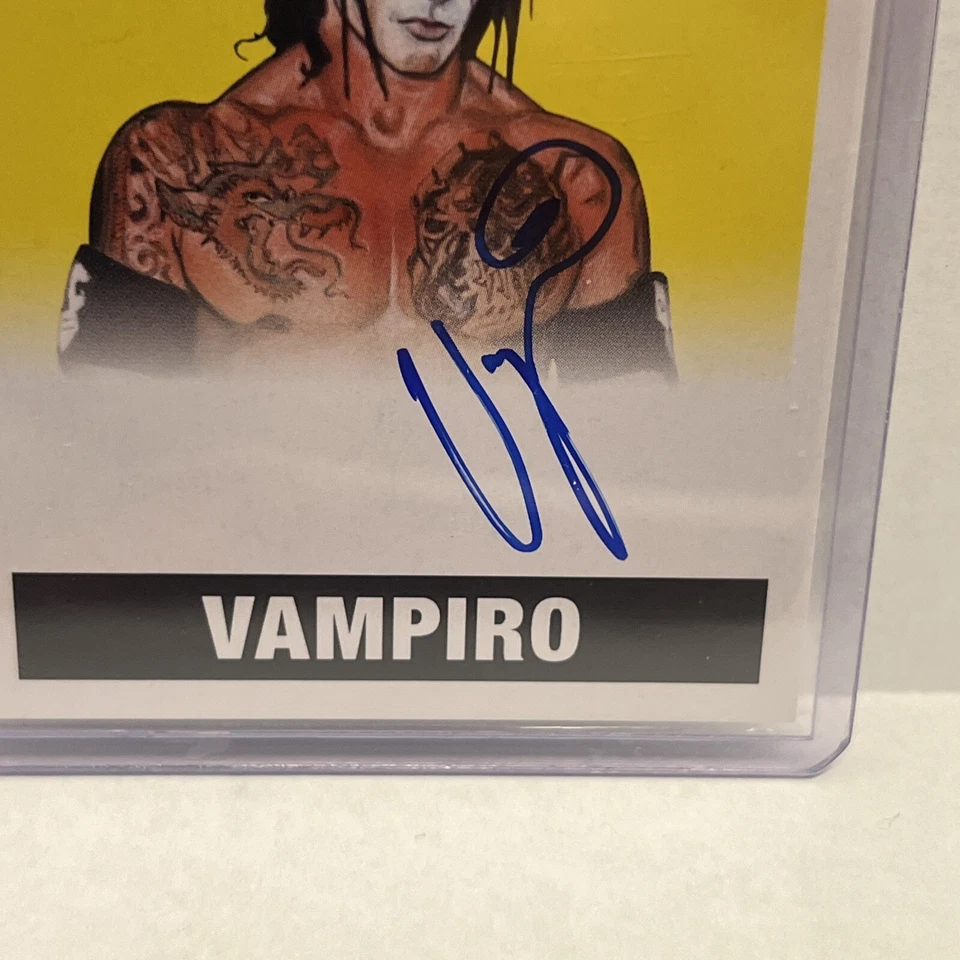 ✨13/25✨WCW 2017 Leaf Originals Vampiro 签名黄色原版摔跤 — 第 2/4 张图片