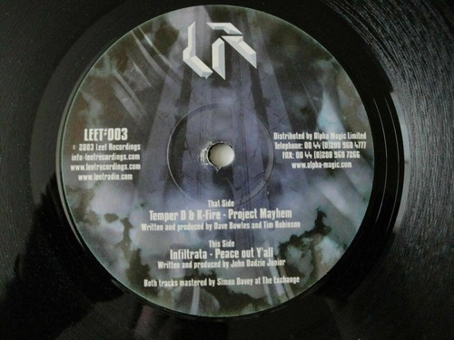 TEMPER D & K-FIRE/INFILTRATA PROJECT MAYHEM/ PEACE OUT Y'ALL 12" VINYL SINGLE - Picture 3 of 4