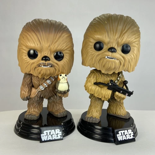 Funko POP Star Wars Chewbacca w/ Porg #195 & #63 Damaged - Read Notes Loose
