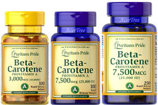 Puritan's Pride Beta-Carotene 10,000IU/25000IU x100/x250 Softgels Pro Vitamin A