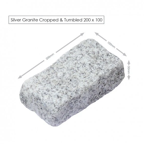 SILVER GRANITE CROPPED & TUMBLED 200X100 PAVERS SETTS - Image 2 of 4
