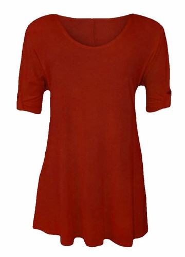 Women 3/4 Sleeve Button Stretch Flare Ladies Summer Plus Size Tshirt Tops 8-32 - Picture 21 of 21