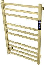 Brushed Gold Towel Warmer Rack with Timer & Temp Control - Wall Mounted