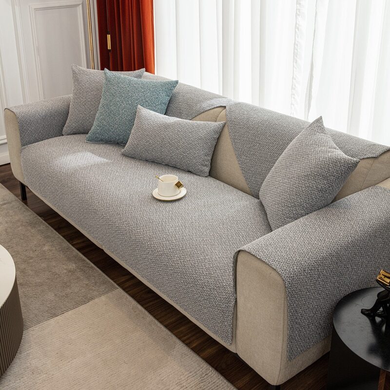 Funda Sofá Universal Antideslizante Simple Color Sólido Cojín Tela Toalla Cubierta Trasera