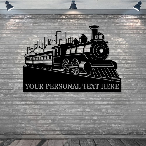Personalized Vintage Steam Train Metal Sign. Custom Railroad Lover Wall Decor - Picture 3 of 6