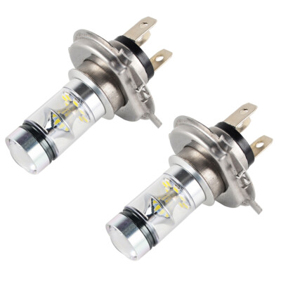 2X 100W H4 Motorcycle Bulb LED Hi/Lo Beam Headlight Front Light Fog Bulbs