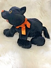 Gund Kitty Cat Black Stuffed Animal Orange Nose  Bow Halloween