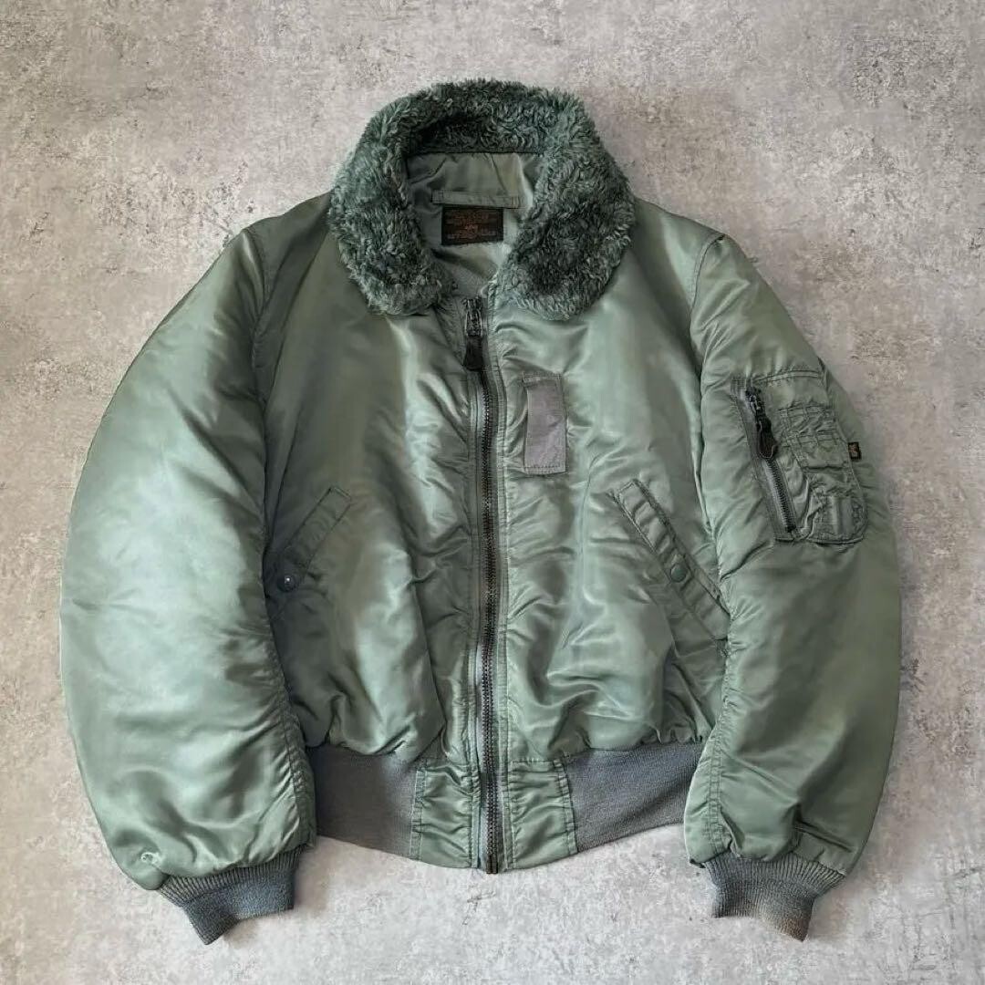USA製 90's ALPHA type B-15D flight jacket Used 90s Alpha B-15D Flight Jacket, Made in USA, Khaki, Size