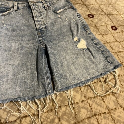OLD NAVY Sky-Hi Short 6 Extra High Rise Button Fly Medium Distressed Cutoffs - Picture 4 of 11