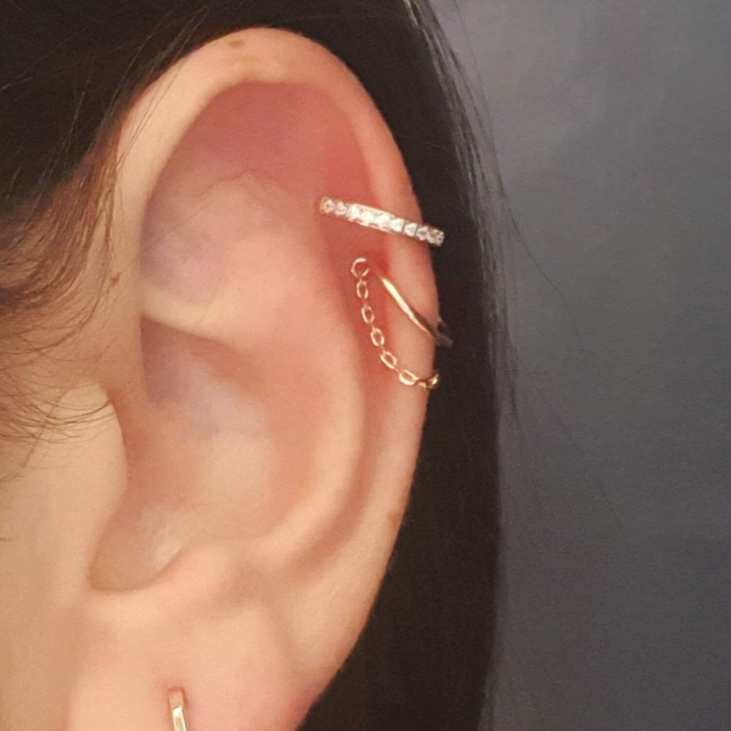 Bague d'oreille zirconium plaqué or cadeau anniversaire précieux