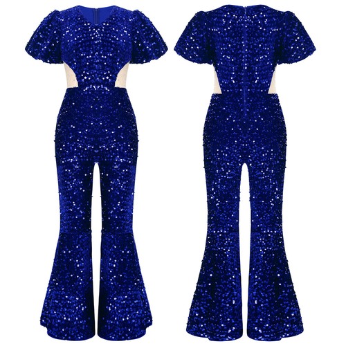 Kid Girls Costume See-through Mesh Design Jumpsuit Easy Put On Rompers Shinny - Picture 8 of 78