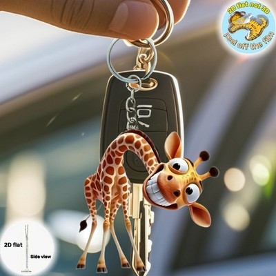 2D mini cartoon giraffe animal flat acrylic keychain Ornament keyring bag tag