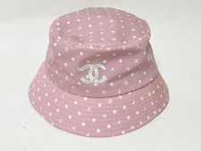 CHANEL Logo Bucket Women s Hat Hat Women s Pink Cotton 2024 M Size