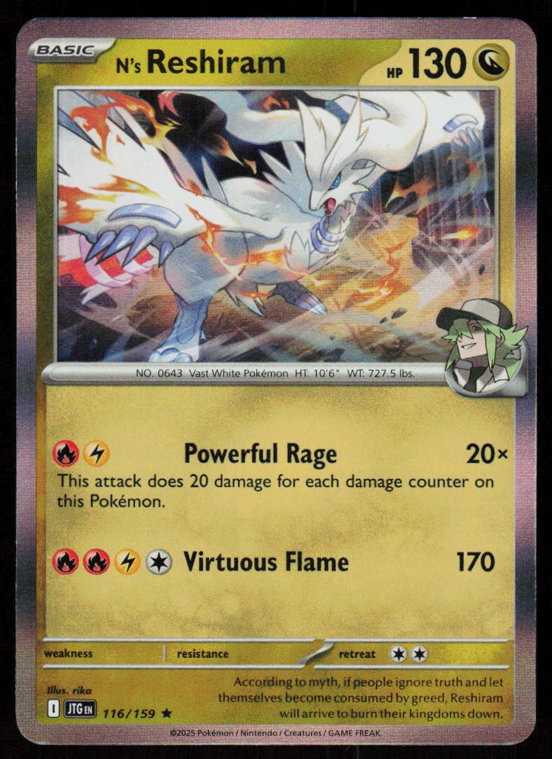 N's Reshiram 116/159 Rare Journey Together Pokemon Holo Near Mint