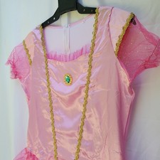 Adult Princess Peach Costume Pink Dress CrownGloves Cosplay Sz M