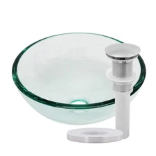 Miseno MVS-TIG-8048-12 12" Circular Glass Vessel Bathroom Sink - Clear / Brushed