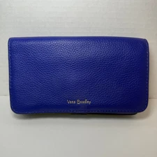 Vera Bradley Women's Leather Mallory RFID Blue Card Wallet