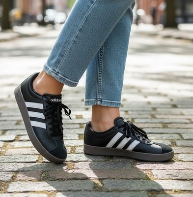 adidas VL Court Base Black White Sneakers Shoes Women's Sz 7.5 ID3715