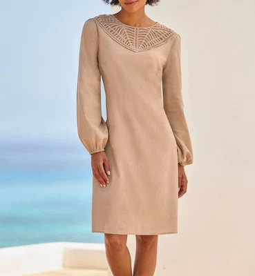 145051- Heine Damen Kleid A-Linie Ballonärmel camel braun NEU Gr. 40 - 46 - Bild 1 von 3