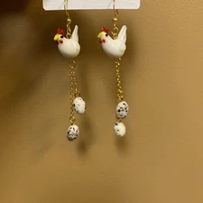 Chicken Hen Quirky Farm Animal Country Accessories Earrings Dangle New 