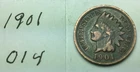 1901  Indian Head Penny; Good condition #014
