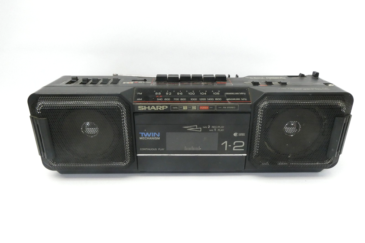 Vintage Sharp WQ-T282 BK AM FM Dual Cassette Boombox Radio