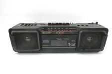 Vintage Sharp WQ-T282 BK AM FM Dual Cassette Boombox Radio Untested Japan