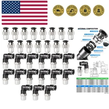 Elbow and Straight Combination 1/4 Inch Tube OD x 1/8 Inch NPT Thread Push to...