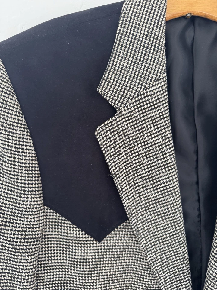 Vintage Circle S Blazer Mens 42 Houndstooth Western Coat Jacket Rockabilly Yoke - Image 2 of 4