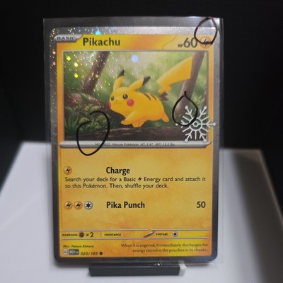 Pikachu 025/165 Snowflake Stamped COSMOS Holo 3 SWIRLS    