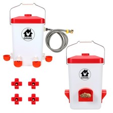 Automatic Chicken Feeder and Waterer Set Hanging Chicken Waterer 3 Gallon Pou...