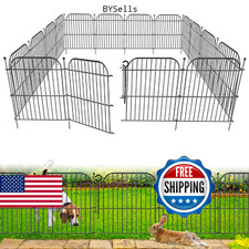 5 Panels No Dig Decorative Outdoor Garden Fence with Gate, 24 in H x 10 ft L R