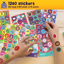 1260 Variety Scratch and Sniff Stickers - 15 Unique Scents - Rewards for Kids